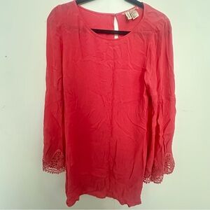 H&M Vibrant Red Lace Cuff Blouse